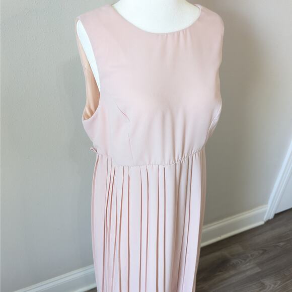 ASOS Maternity Blush Pink Midi Sleeveless Pleated Overlay Formal Dress Size 8 - Picture 2 of 9